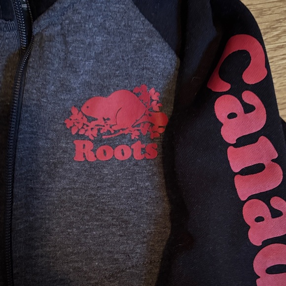 Roots Kids Black and Gray Hoodie with Red Accents - Picture 2 of 4